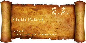 Rieth Patrik névjegykártya